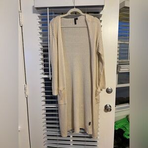 Cream Knit Long Cardigan